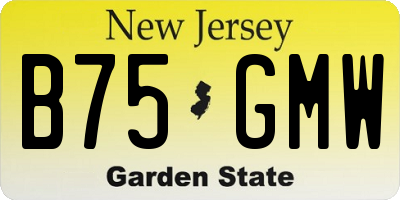 NJ license plate B75GMW