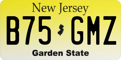 NJ license plate B75GMZ