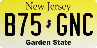 NJ license plate B75GNC