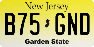 NJ license plate B75GND