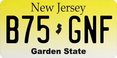 NJ license plate B75GNF