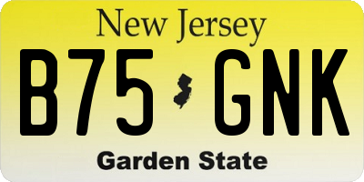 NJ license plate B75GNK