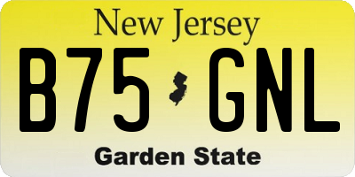 NJ license plate B75GNL