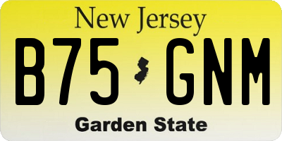 NJ license plate B75GNM