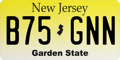 NJ license plate B75GNN