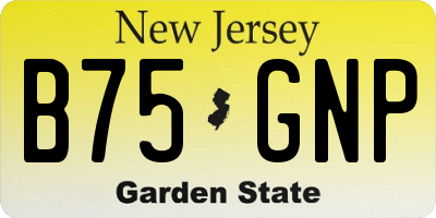 NJ license plate B75GNP