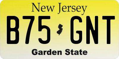NJ license plate B75GNT