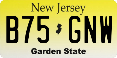 NJ license plate B75GNW