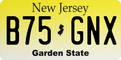 NJ license plate B75GNX