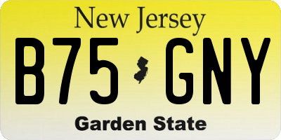 NJ license plate B75GNY