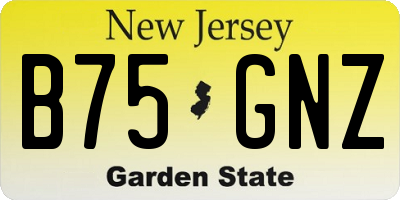 NJ license plate B75GNZ