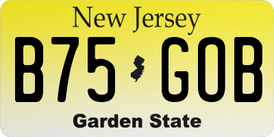 NJ license plate B75GOB