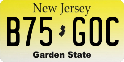 NJ license plate B75GOC