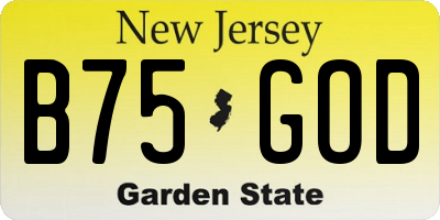 NJ license plate B75GOD