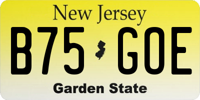 NJ license plate B75GOE