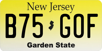 NJ license plate B75GOF