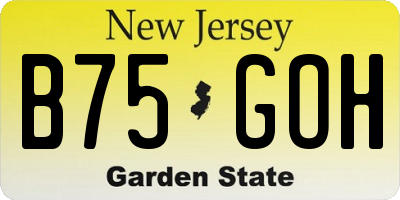 NJ license plate B75GOH