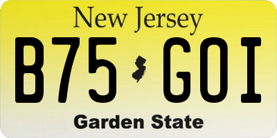 NJ license plate B75GOI