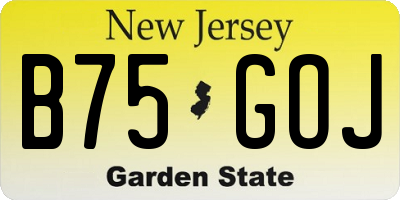 NJ license plate B75GOJ