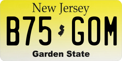 NJ license plate B75GOM