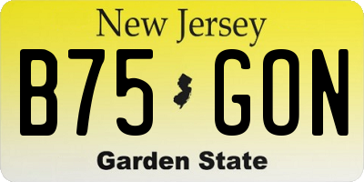 NJ license plate B75GON
