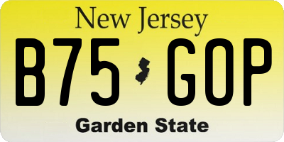 NJ license plate B75GOP