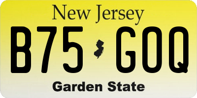 NJ license plate B75GOQ