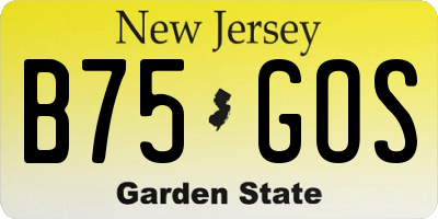 NJ license plate B75GOS