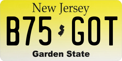 NJ license plate B75GOT