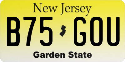 NJ license plate B75GOU