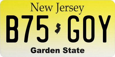 NJ license plate B75GOY
