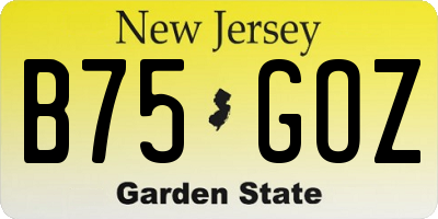 NJ license plate B75GOZ