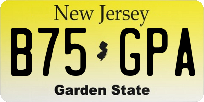 NJ license plate B75GPA