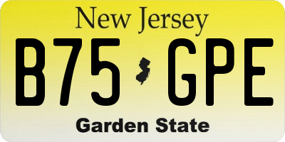 NJ license plate B75GPE