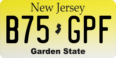 NJ license plate B75GPF
