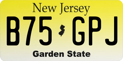 NJ license plate B75GPJ