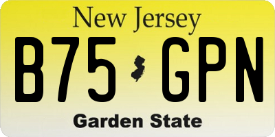 NJ license plate B75GPN