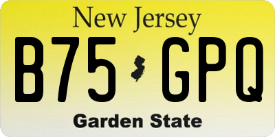 NJ license plate B75GPQ