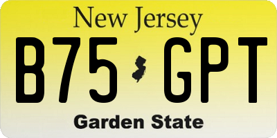 NJ license plate B75GPT