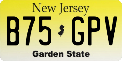 NJ license plate B75GPV