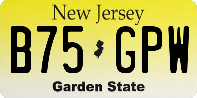 NJ license plate B75GPW