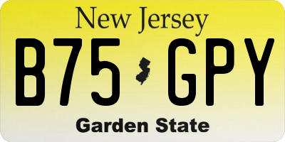 NJ license plate B75GPY