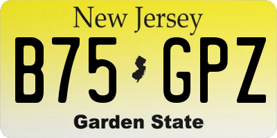 NJ license plate B75GPZ