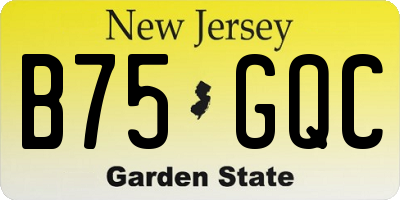 NJ license plate B75GQC