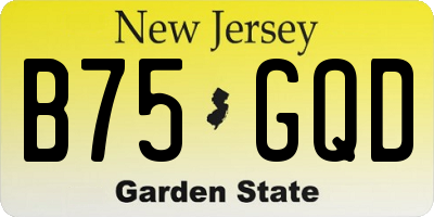 NJ license plate B75GQD