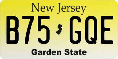 NJ license plate B75GQE