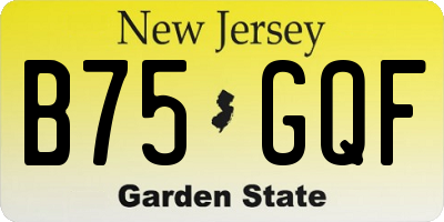 NJ license plate B75GQF
