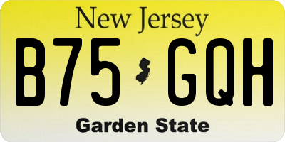 NJ license plate B75GQH