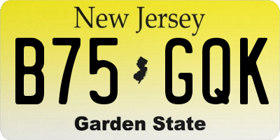 NJ license plate B75GQK