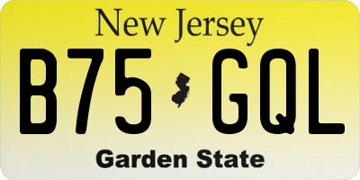 NJ license plate B75GQL